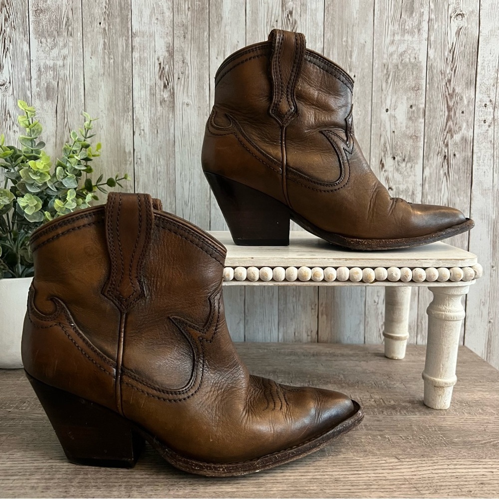 Thursday Boot Company Dark Brown Western Cowgirl Ankle Boots Womens 6.5 - Picture 2 of 7